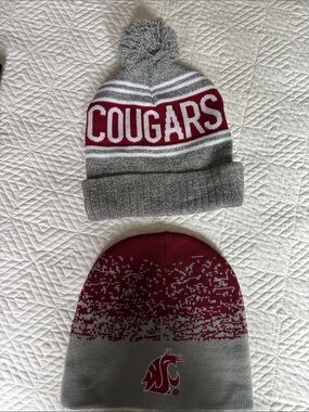 WSU Pom Beanie and Knit Hat Set